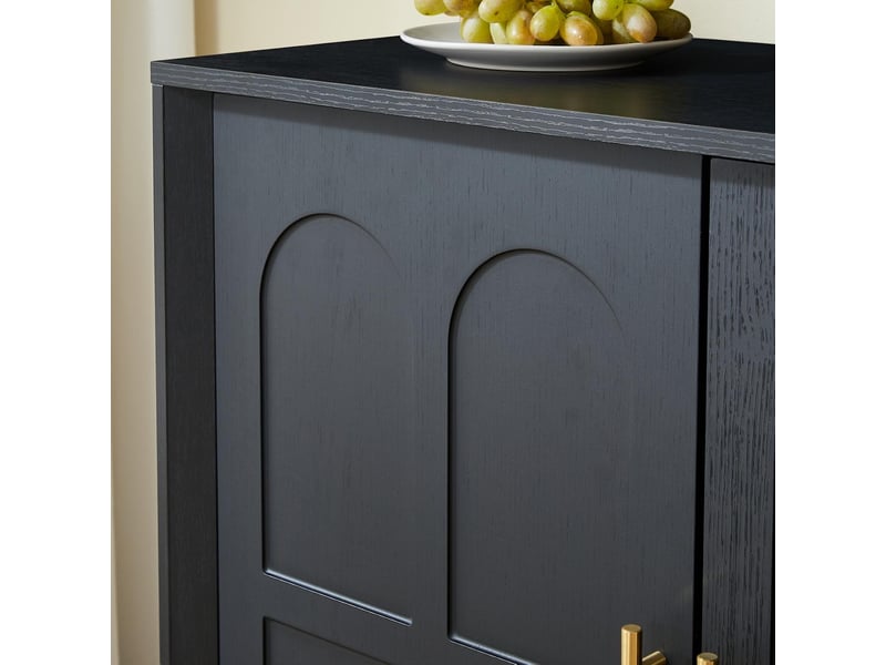 Buffet avec portes incurvées en mdf coloris noir 169 x 40 x 80 cm - Conforama D