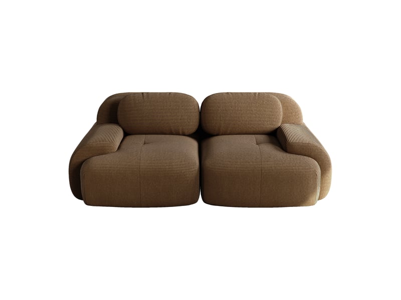  Canapé modulaire 208x103x70cm 2 places, montage simplifié, structure sans cadre, canapé de salon, velours côtelé, brun  - Conforama A