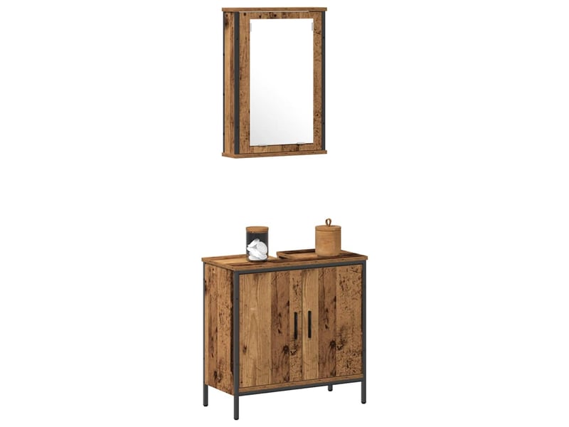 Ensemble de mobilier de salle de bain 2 pièces marron cf64226 - Conforama C