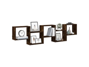 Étagère cube murale 5 compartiments chêne fumé bois ingénierie cf41346