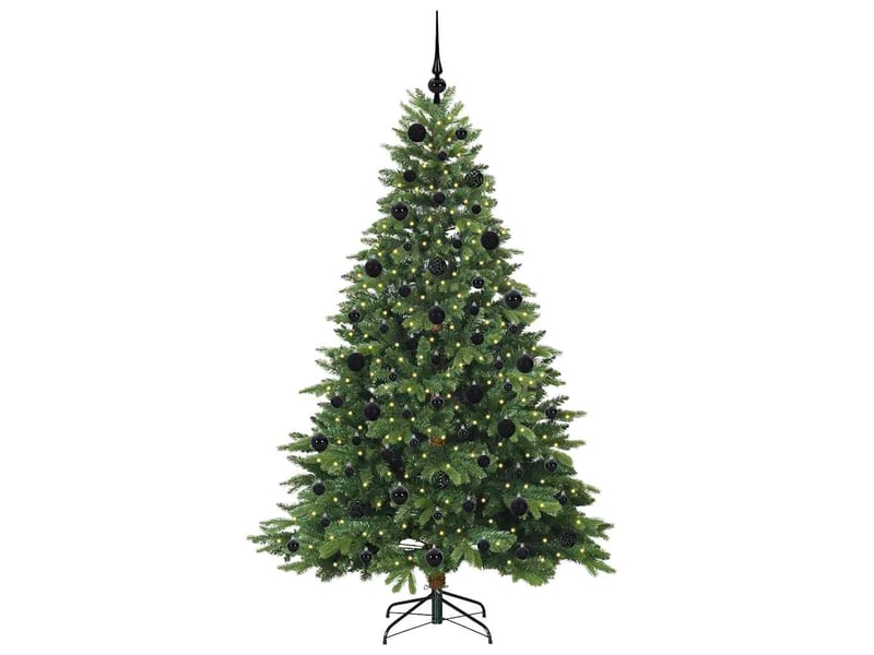 Sapin de noël artificiel, arbre de noël avec 300 led vert 210 cm pe et pvc shl4105 - Conforama C