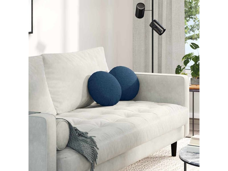  Lot de 2 coussins de siège, coussins décoratifs tissu bleu ø30 x 13 cm cf59772  - Conforama B