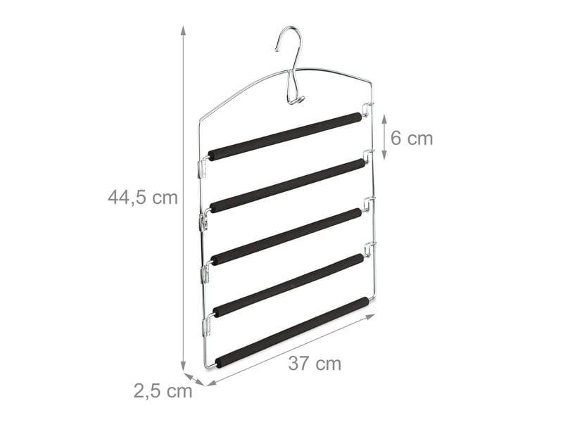  Lot de 3 cintres multiples pratiques pour pantalons jupes 44,5 x 37 x 2,5 cm en fer chromé noir 13_0006738  - Conforama B