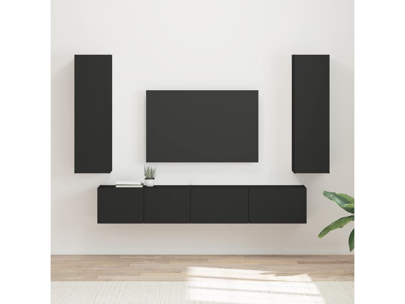  Ensemble meuble tv - banc tv - meuble de rangement 3 pcs noir bois d'ingénierie  - Conforama B