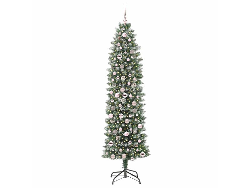  Sapin de noël, arbre de noël artificiel slim vert et blanc 210 cm shl6489  - Conforama C