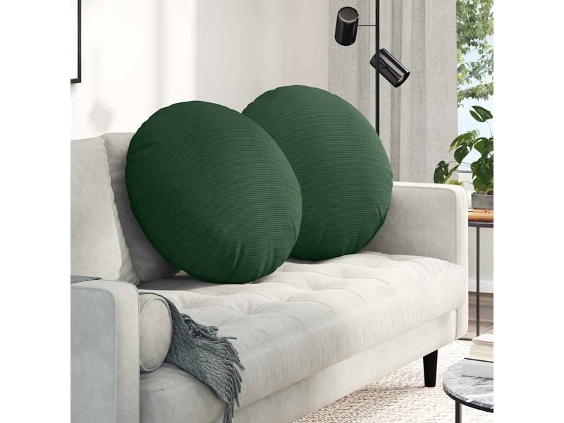  Lot de 2 coussins de siège, coussins décoratifs tissu en velours côtelé vert foncé cf59815  - Conforama B