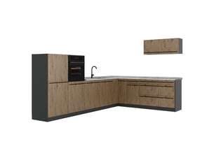 Vicco cuisine en angle, chêne artisananthracite, 327 x cm sans plan de travail