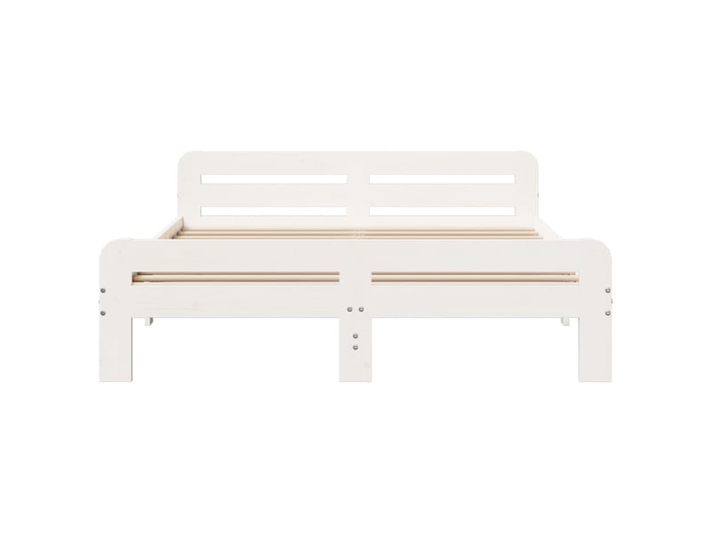  Lit double- lit adulte -  cadre de lit sans matelas blanc 140x190 cm bois de pin massif  - Conforama C