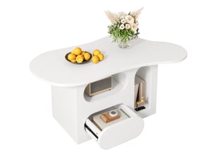 Table basse forme atypique coloris blanc <strong></strong> <strong></strong> - 45 cmx97 cm