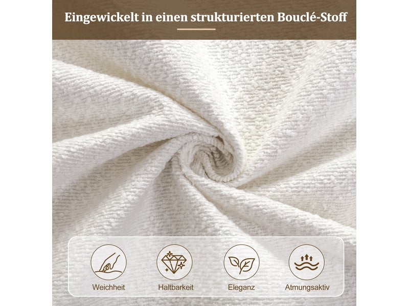  Lit enfant rembourré 90 × 200 cm 1 place avec sommier, sans matelas, en bouclette blanche, pieds en bois massif  - Conforama E