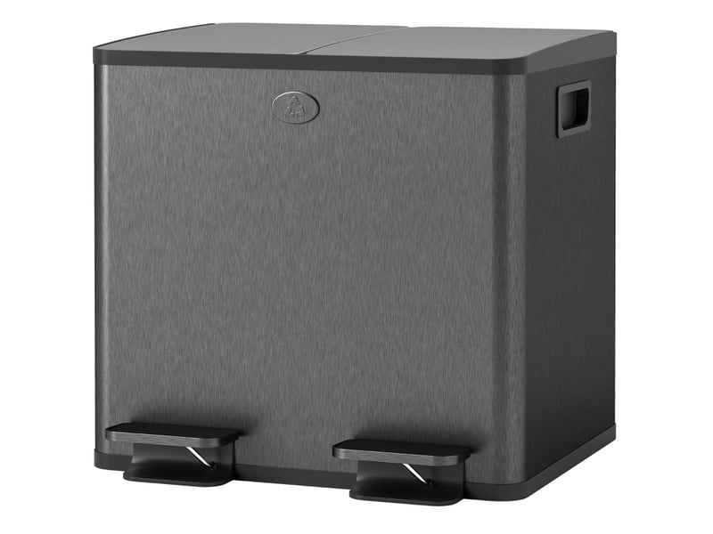  Poubelle à pédale double 2 x 15 l 41,7 x 36,6 x 43,2 cm – noire – couvercles soft-close anti-odeurs  - Conforama A