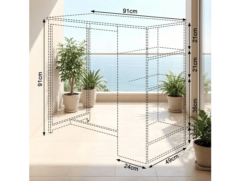  Table haute 91x49x91 cm en panneaux de particules et métal avec rangement ouvert chêne clair et blanc chicfurn  - Conforama D