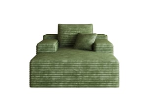 Méridienne 1 place 115 x 159 x 83 cm en velours côtelé vert