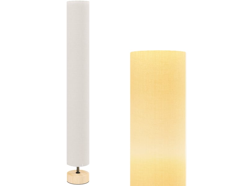  Lampadaire pour salon avec abat-jour en lin, interrupteur au pied, 2 douilles e27, 120 cm, beige  - Conforama A
