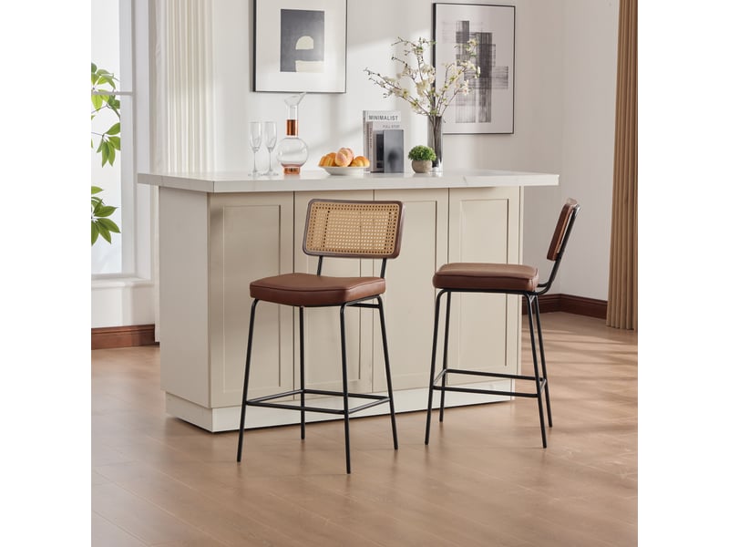  Lot de 2 tabourets de bar en similicuir pu, pieds en métal W5171P479837 - Conforama A