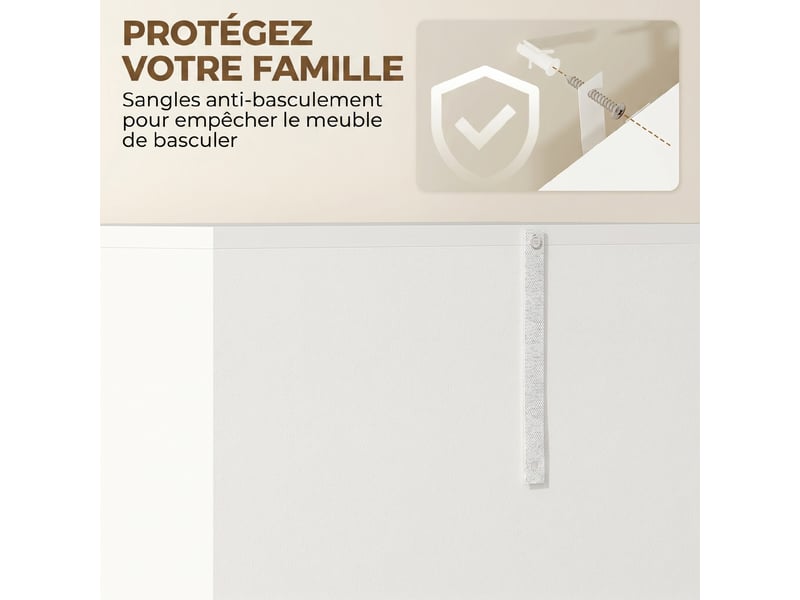  Armoire de cuisine meuble de rangement buffet 4 portes avec étagères réglables - dim. 60l x 35l x 170h cm laqué blanc  - Conforama W