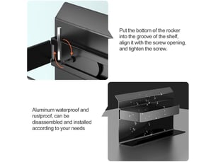 Porte-papier toilette mural en aluminium noir, avec étagère, fixation vis ou adhésif - pour salle de bain & cuisine