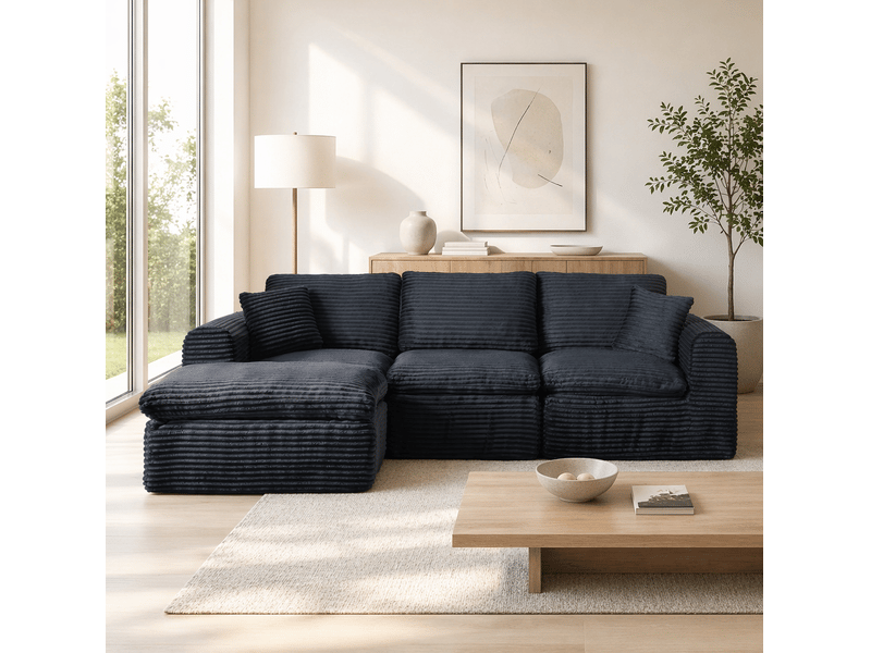  Customizable 3-in-1 layout: unleash your creativity! 3 independent modules easily combine into an l-shape, a straight sofa, or a temporary bed.  - Conforama D