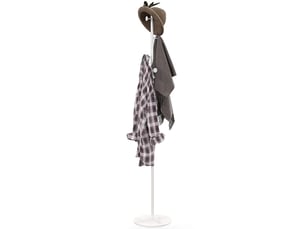 Porte-manteau sur pied avec 6 crochets disques et base en ardoise, en acier blanc, idéal pour l'entrée et la chambre.