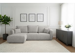 Canapé d'angle modulable flora avec fonction couchage, pour le salon, bella, gris - gauche