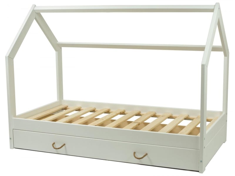  Lit scandinave, lit maison 160x80cm + tiroir blanc 275081 - Conforama A