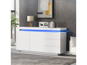 Buffet 2 porte(s) 3 tiroir(s) <strong>SHOPENTRA</strong> <strong></strong> - 140 cm coloris blanc