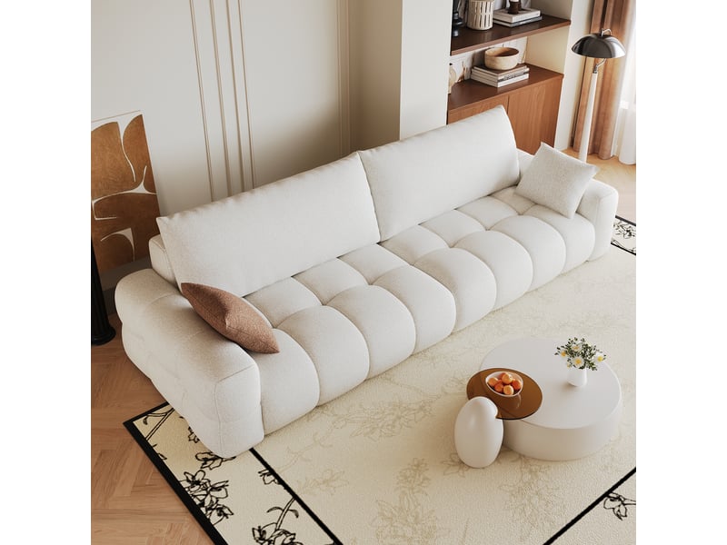 Canapé modulable, canapé de salon, en tissu, blanc, assise profonde, livré monté, 260 cm, sans structure - Conforama C