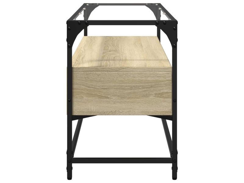  Meuble tv - banc tv - meuble de rangement avec dessus en verre chêne sonoma bois d'ingénierie  - Conforama E
