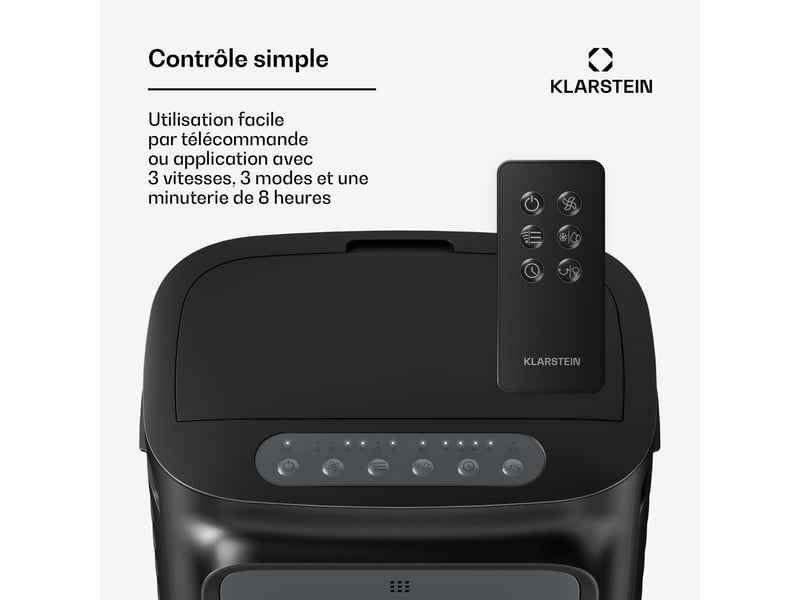  Klarstein breezcube rafraîchiseur d'air connecté à eau 340 m³h 30 m² 3 modes 50 w noir  - Conforama D