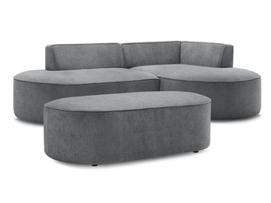Canapé d'angle droit fixe BOBOCHIC ROUSSEAU 5 places Tissu Gris foncé