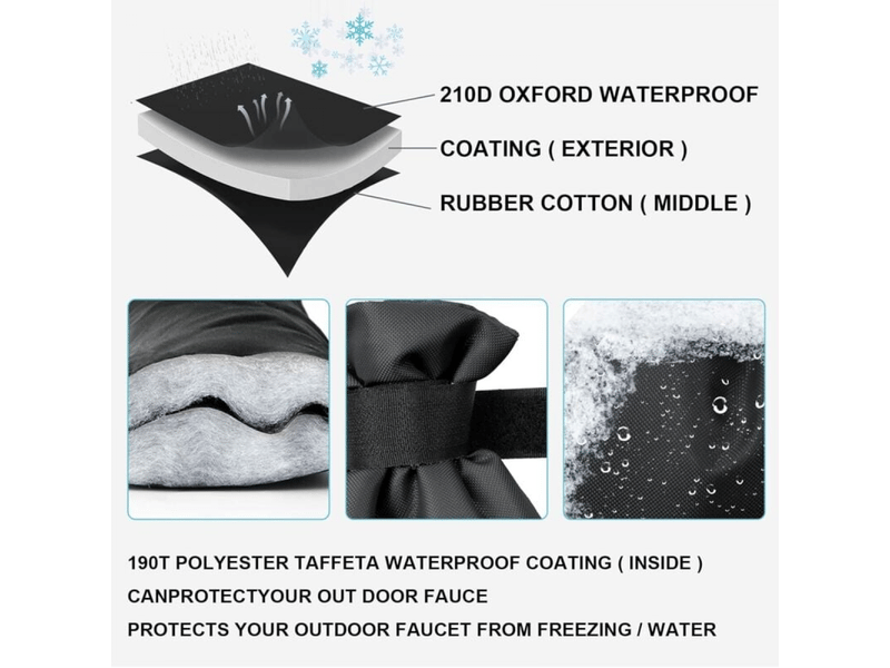  4pcs housse de robinet pour l'extérieur,housse de robinet de jardin imperméable,pour la protection contre le gel en hiver,20cm x 15cm (noir)  - Conforama C
