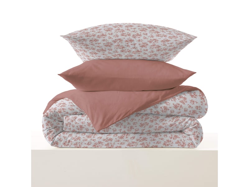  Pack complet housse de couette réversible vanessa 6 pièces pour lit 140 x 190 eloise abricot  - Conforama E