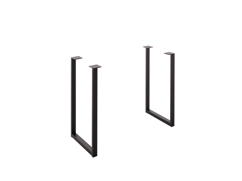  Table à manger avec bord droit coloris chêne massif naturel et pieds en métal noir  - longueur 200 x profondeur 100 x hauteur 76 cm  - Conforama E