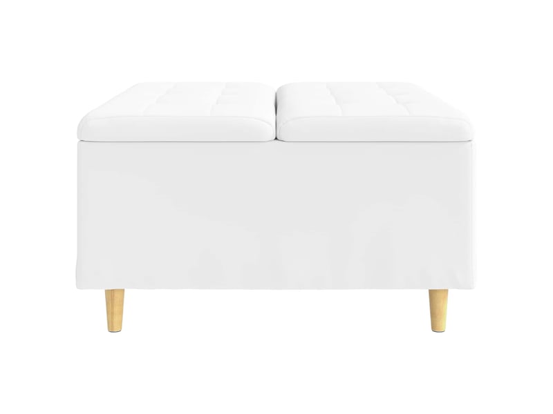 Ottoman, repose pied salon avec rangement blanc 80x80x45 cm simili cuir  - Conforama E