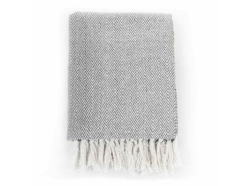 Couverture coton à chevrons 160x210 cm gris - Conforama A