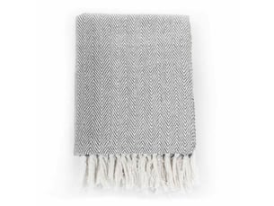 Couverture coton à chevrons 160x210 cm gris