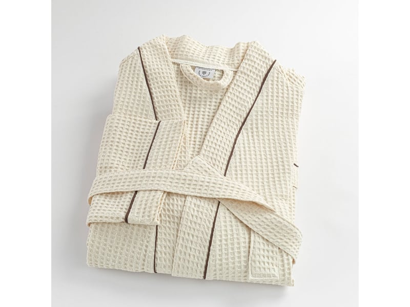 Peignoir Enfant Coton Nid D'Abeille JADOU – Écru, Capuche & Poches, 2 Ans – Linandelle Made In France