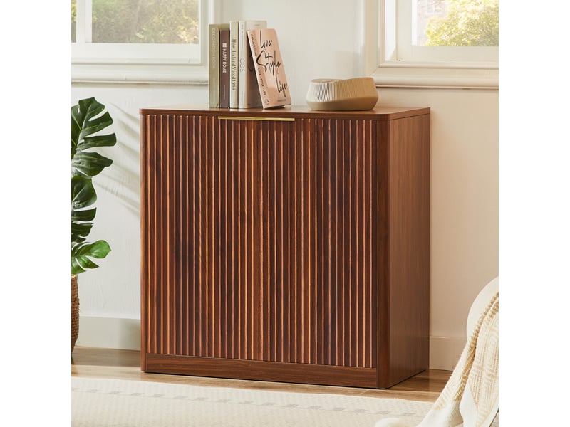  Buffet moderne 80x40x80 cm avec panneaux en relief étagères réglables plateau imperméable meuble tv salon marron chaleureux chic!  - Conforama D