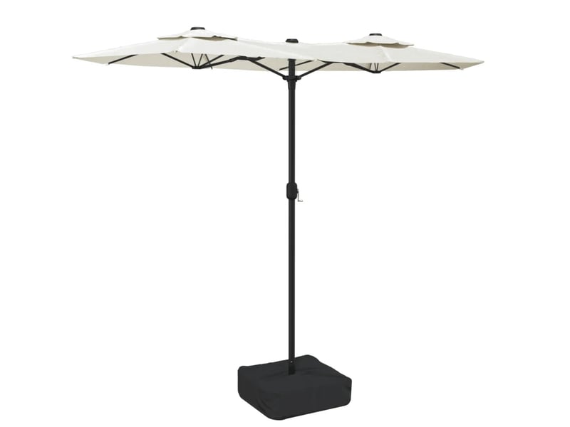  Parasol de jardin à double tête 316 x 145 cm protection uv mécanique pratique en acier blanc sable 02_0047385  - Conforama A