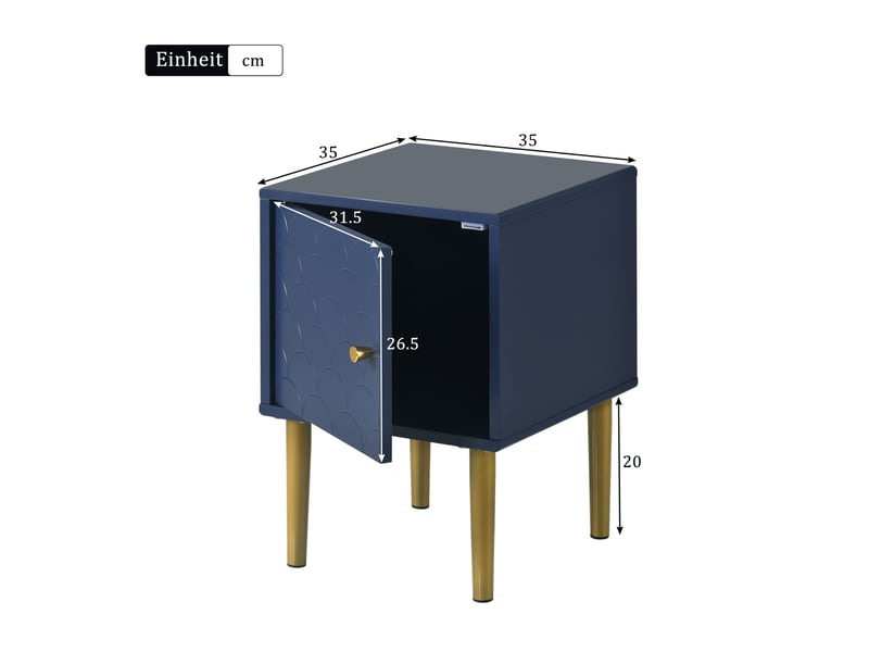  Table de chevet bleu marine 35x35cm, table d'appoint pour canapé avec porte. Matelas non inclus.  - Conforama D