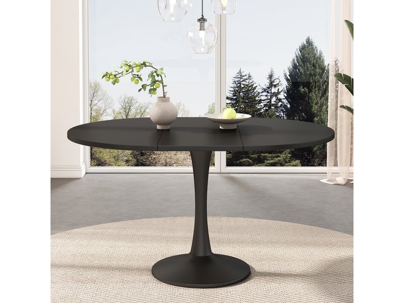 Table extensible ovale noire 100-140 x 100 cm Fay Lum - Conforama D