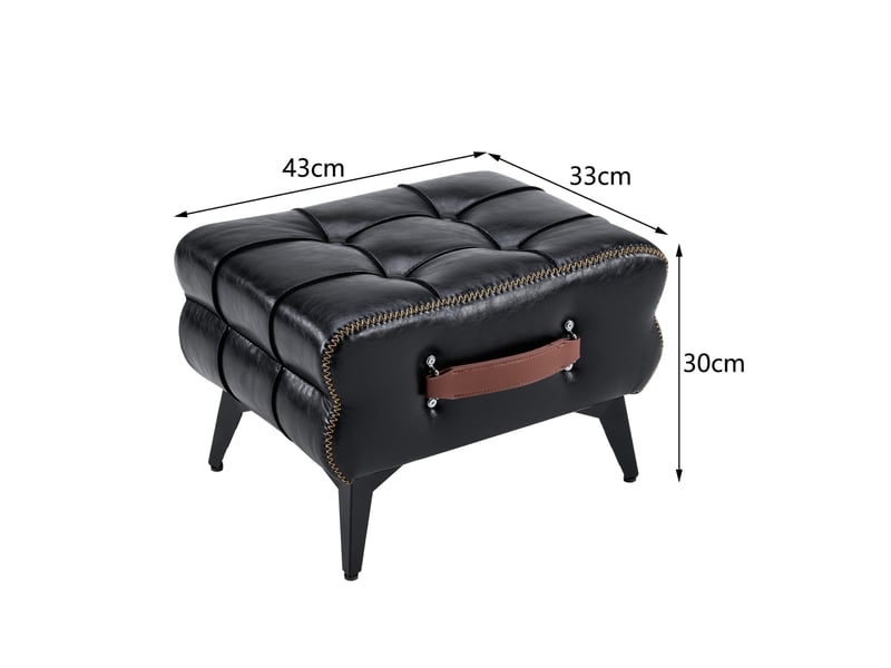  Tabouret repose-pieds portable noir 43x33x30 cm en similicuir avec poignée  - Conforama C
