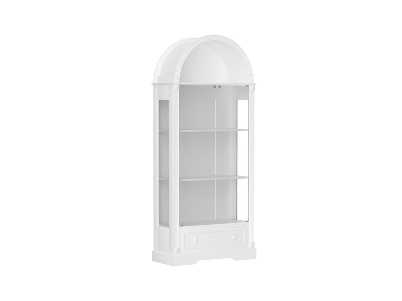  Vitrine 80x35x180 cm en mdf et verre blanc avec led, tiroir et rangement  - Conforama D