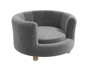 Canapé pour votre petit compagnon gris en tissu lavable, dossier enveloppant, coussin en mousse et pieds en bois, jusqu'à 4,5 kg
