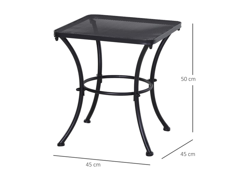  Table basse de jardin en métal avec plateau mesh et pieds arrondis pour terrasse et balcon, 45 × 45 × 50 cm  - Conforama D
