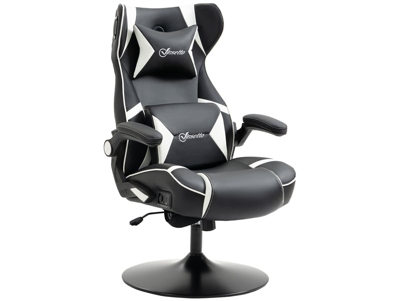  Fauteuil de jeu, haut-parleurs intégrés, dossier inclinable, noir et blanc, 69 x 73 x 118 cm  - Conforama B