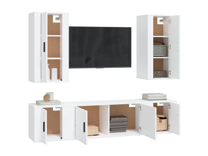  Ensemble de meubles tv 5 pcs blanc bois d'ingénierie shl34364  - Conforama C