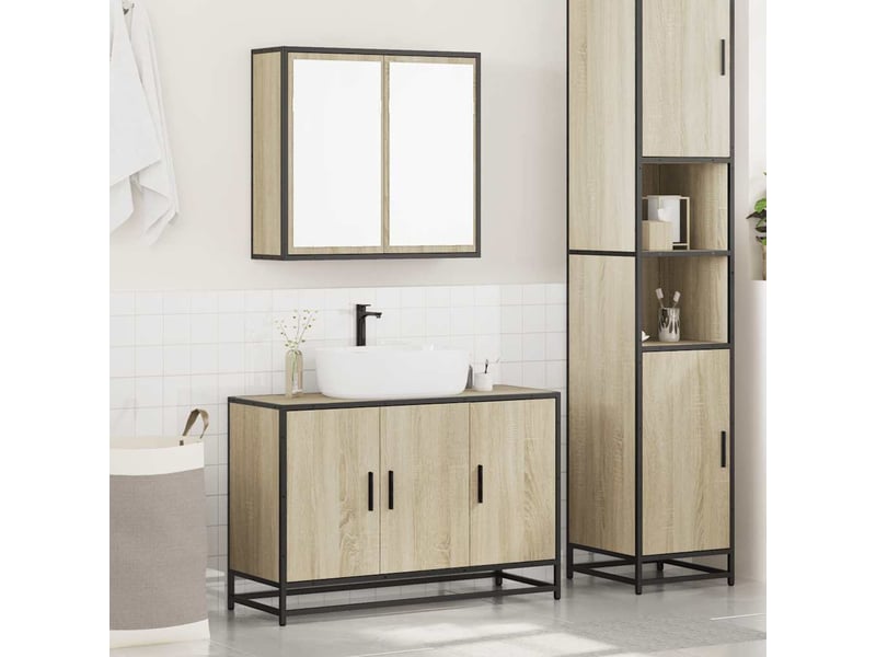 Ensemble de meubles de salle de bain 2 pcs chêne sonoma cf63598 - Conforama C