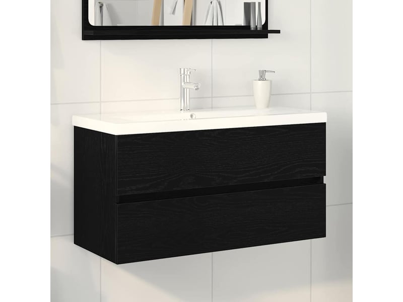  Meuble de lavabo de salle de bain, armoire de bain chêne noir 90 x 39 x 62 cm cf65544  - Conforama B