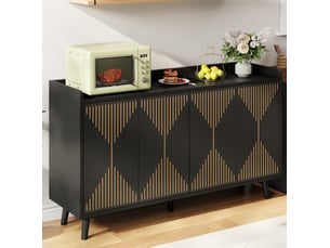 Buffet 4 porte(s) <strong>WISHDOR</strong> <strong></strong> - 140 cm coloris noir